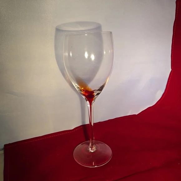 Nordic Crystal Wine Glass w/ Red Teardrop Gradient Stem Replacement Piece 8.75 " - Picture 5 of 11